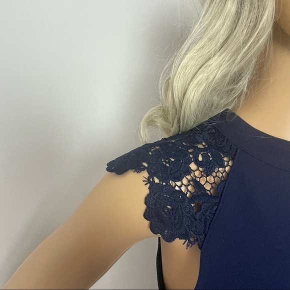 Speechless Mini Dress NWT Lace Cap Sleeves Blue XXS - Picture 3 of 16